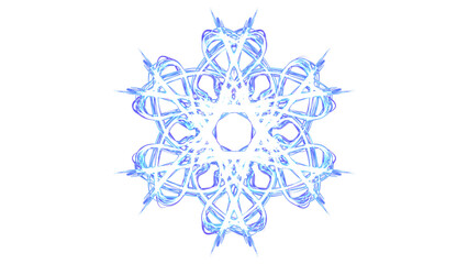 Blue purple and white icy isolated snowflake shape	