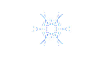 Fototapeta premium Blue purple and white icy isolated snowflake shape 