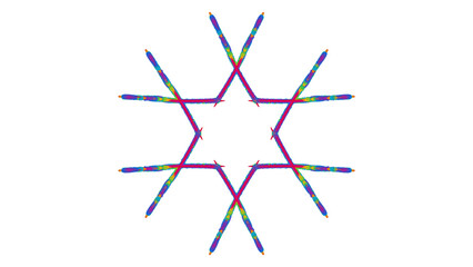 Whimsical colorful isolated snowflake ornaments