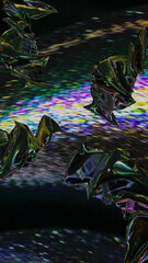 Abstract 3d render, holographic, dark background