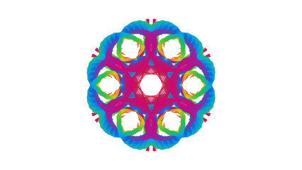 Whimsical colorful isolated snowflake ornaments