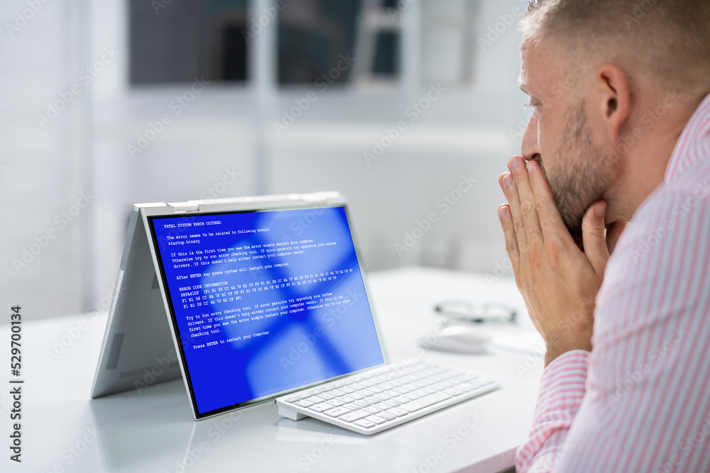 Poster blue bsod error at computer