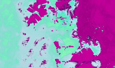 Colorful grunge background. Panoramic abstract decorative blend background. Wide angle rough stylized mystic texture wallpaper with copy space for design.