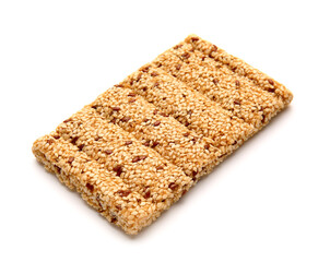 Delicious sesame kozinaki on white background