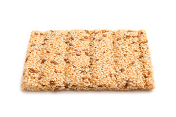 Delicious sesame kozinaki on white background