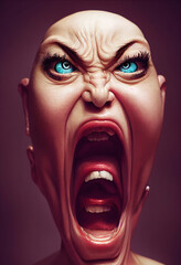 mad screaming woman