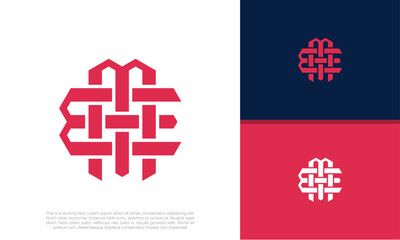 Initial ME. EM logo design. Ornament logo design. Motif symbol vector illustration.