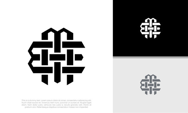 Initial ME. EM logo design. Ornament logo design. Motif symbol vector illustration.