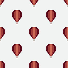red and white balloons. seamless pattern with balloons on a white background. fly in a hot air balloon. vector illustration.