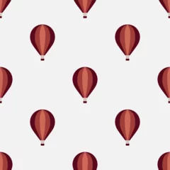 Papier Peint photo Montgolfière red and white balloons. seamless pattern with balloons on a white background. fly in a hot air balloon. vector illustration.
