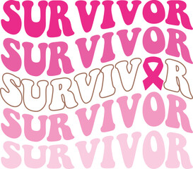 Breast Cancer Survivor. T-Shirt Design, Posters, Greeting Cards, Textiles, and Sticker Vector Illustration