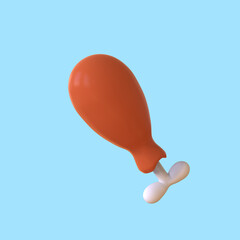 3d rendering delicious chicken leg roasted thighs piece 3d isolated icon illustration