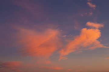Naklejka na ściany i meble Evening sky with colorful sunlight, Dusk sky background.