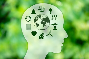 Nachhaltig grün denken Kopf Gehirn