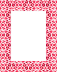 Red Christmas pattern empty frame border for holiday greeting card or invitation
