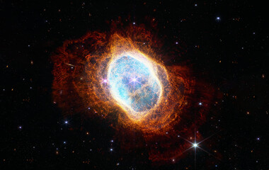 Southern Ring Nebula. Space collage from newest cosmic telescope. James webb telescope research of...