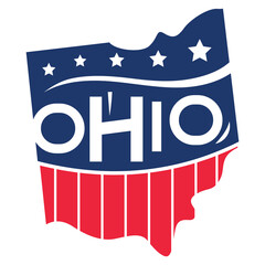 United States of America Map USA Ohio State with Cutting Paper and Graffiti Style