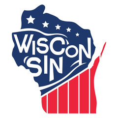 United States of America Map USA Wisconsin State with Cutting Paper and Graffiti Style