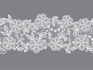 seamless floral lace pattern.Vector lace flowers. - obrazy, fototapety, plakaty