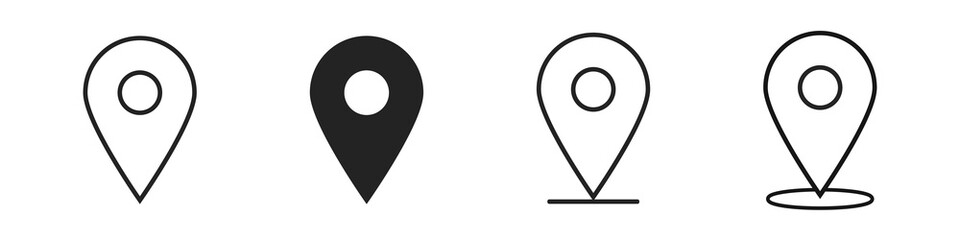 geolocation gps tag icons set, mark location, location pin icon, position symbol, vector set - obrazy, fototapety, plakaty