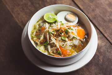 Soto Banjar or Traditional Chicken Soup from South Borneo Kalimantan, Indonesia