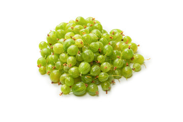 A group of gooseberries isolated on a white background.