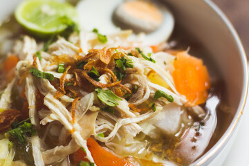 Soto Banjar or Traditional Chicken Soup from South Borneo Kalimantan, Indonesia