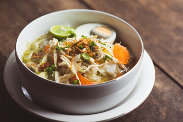Soto Banjar or Traditional Chicken Soup from South Borneo Kalimantan, Indonesia