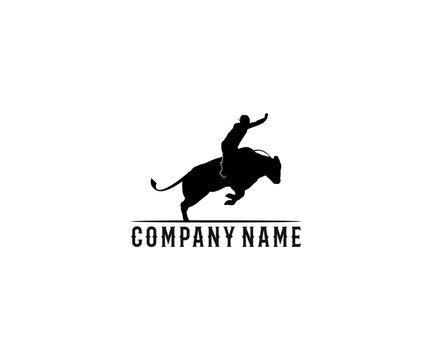 bull rodeo logo design silhouette illustration
