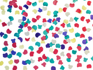 Colorful recycling paper confetti isolated transparent png. Carnival and holidays attribute.