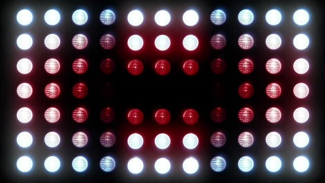flashing Led wall light. Animation of flashing light bulbs on led wall or projectors for stage lights. Flashes on 27 different screens  4K video