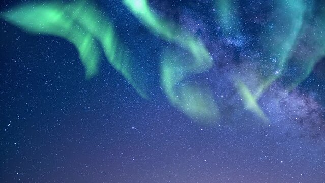 Aurora Borealis Green Milky Way Galaxy Loop 50mm Southeast Sky