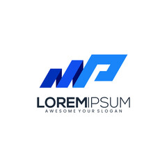 business logo letter P blues color gradient