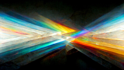 Abstract digital illustration, digital painting, colorful prism light