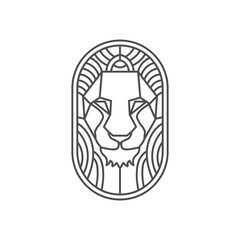 Line art lion vector illustration logo design template
