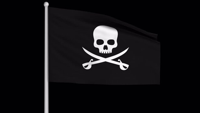 Pirate  flag on alpha channel background in seamless loop.