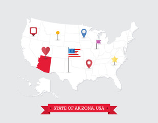 Arizona State map highlighted on USA map