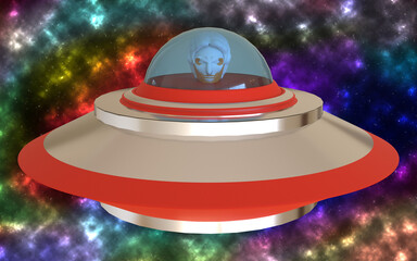 3d ufo in the space