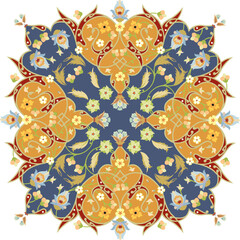 Arabic arabesque design greeting card. Islamic ornamental colorful detail of mosaic.Vector illustration.