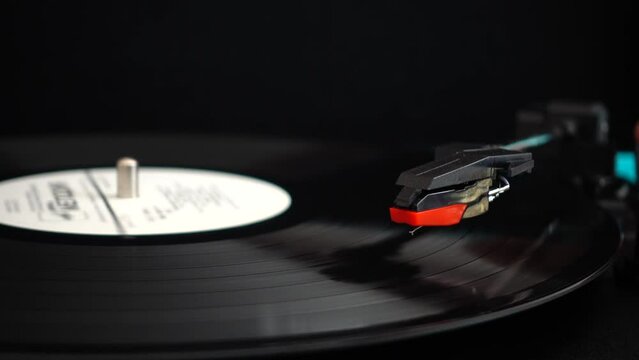 Vinyl record player. Needle on a vinyl record.