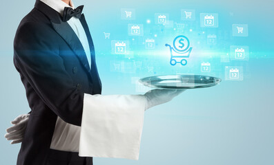 Waiter serving business idea concept