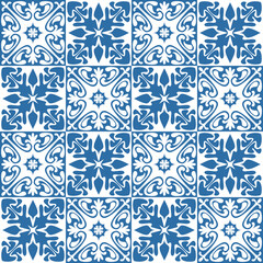 Azulejo spanish tile for kitchen backsplash design, retro geometric vector illustration