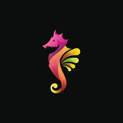 Gradient seahorse logo vector design

