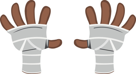 Obraz premium Vector illustration of bandaged brown cartoon hands