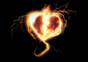 fiery heart in fire