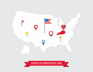 Kentucky State map highlighted on USA map