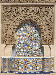ornate carved and tiled fountain