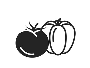 tomato and paprika icon. harvest, organic vegetable and agriculture symbol. isolated vector image