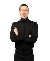 Fototapeta premium Serious young man with a gesture of disappointment