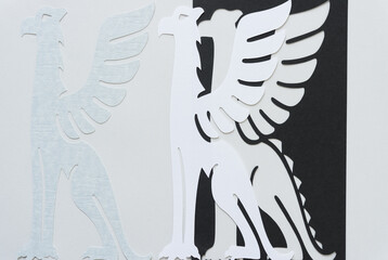 mythological creature glyphs (stencil) on blank paper